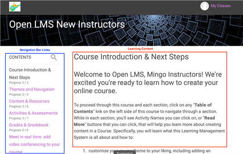 Open LMS Course page image 